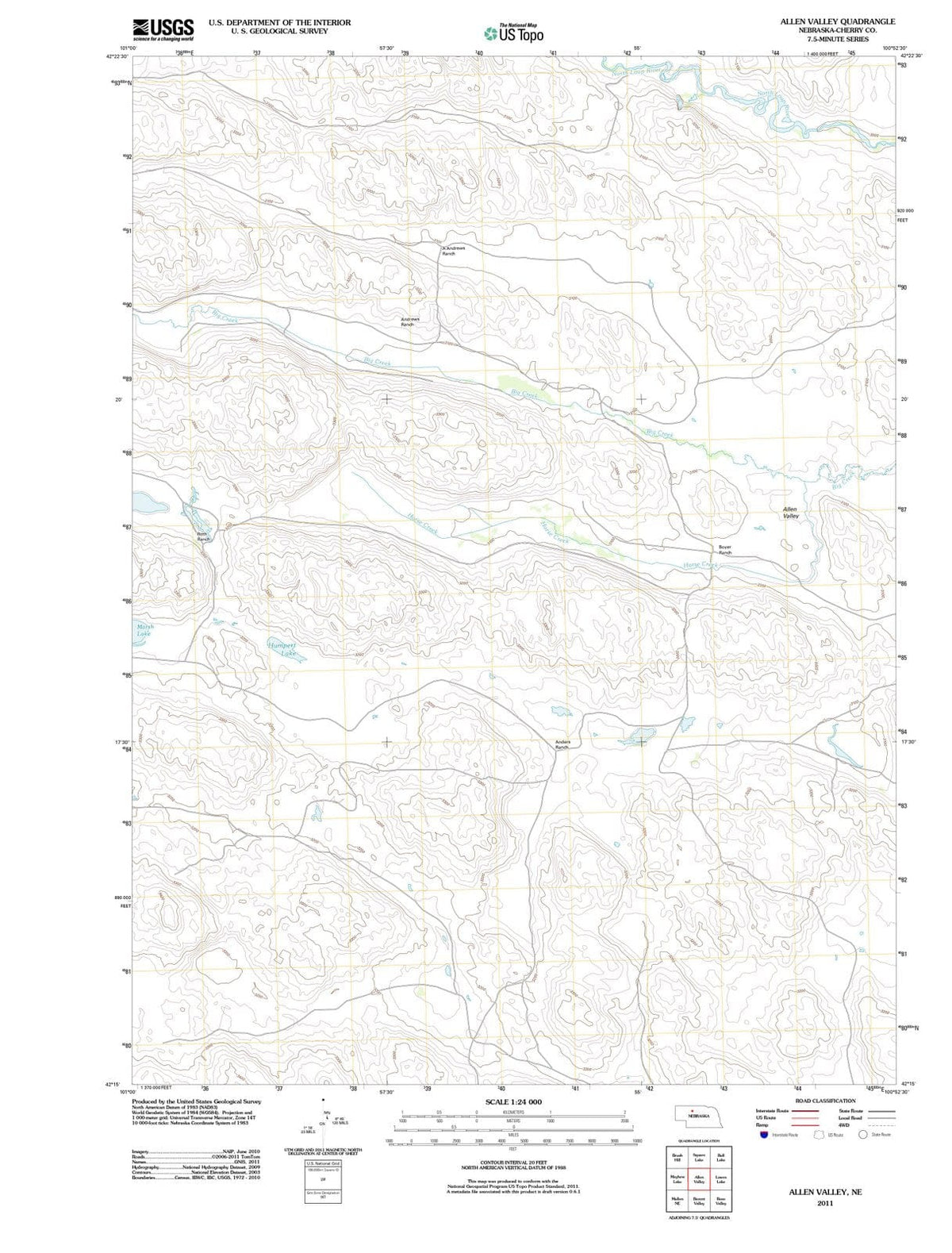 2011 Allen Valley, NE - Nebraska - USGS Topographic Map