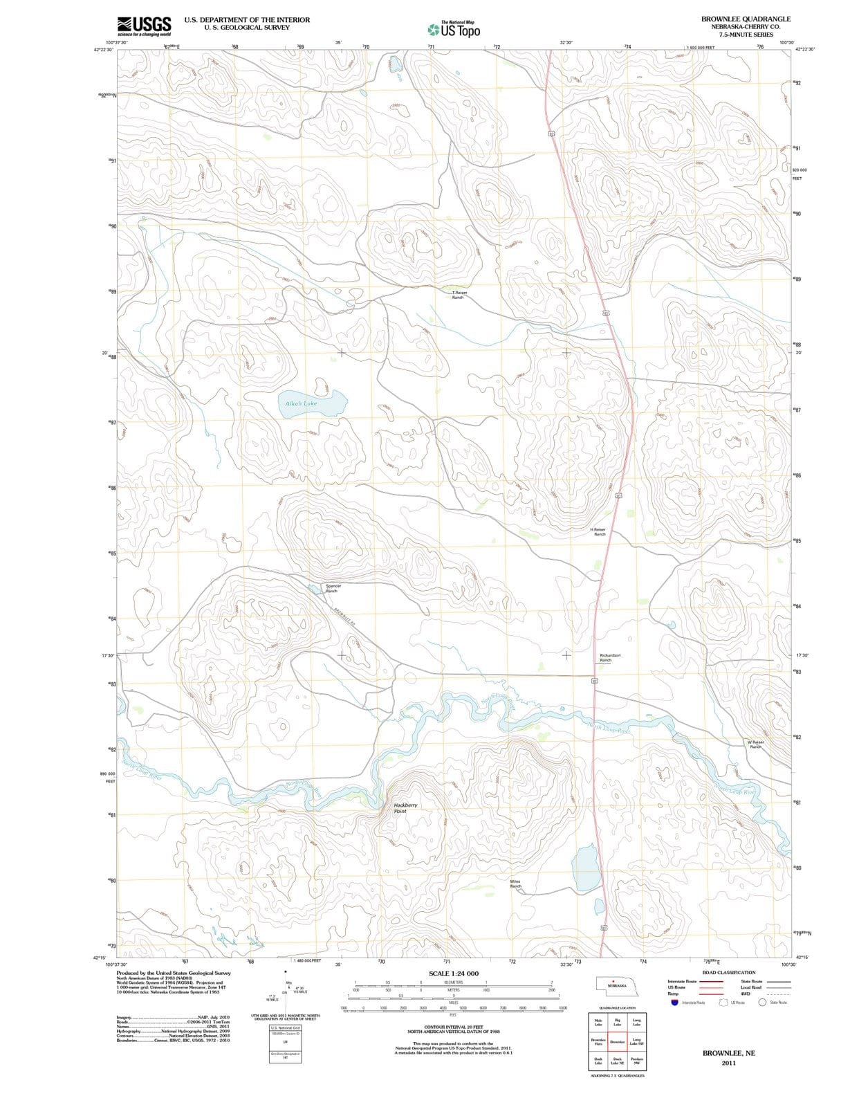 2011 Brownlee, NE - Nebraska - USGS Topographic Map