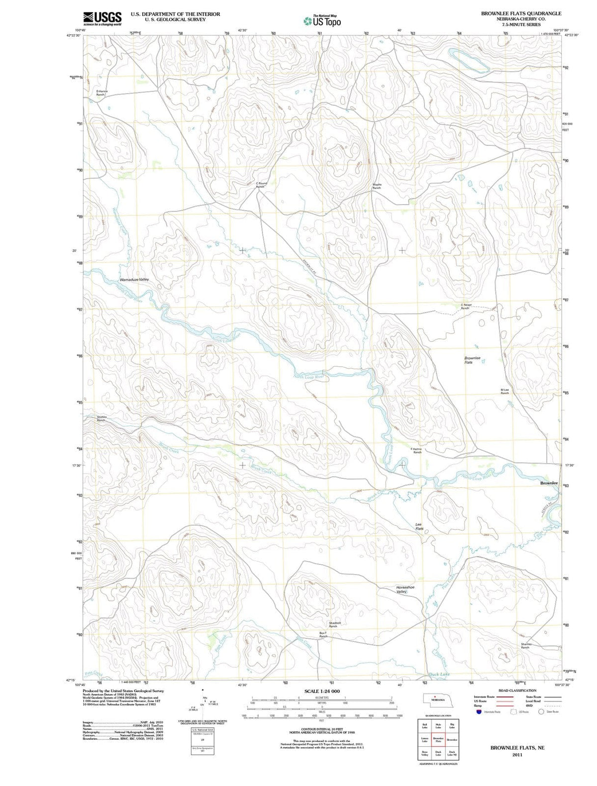 2011 Brownlee Flats, NE - Nebraska - USGS Topographic Map