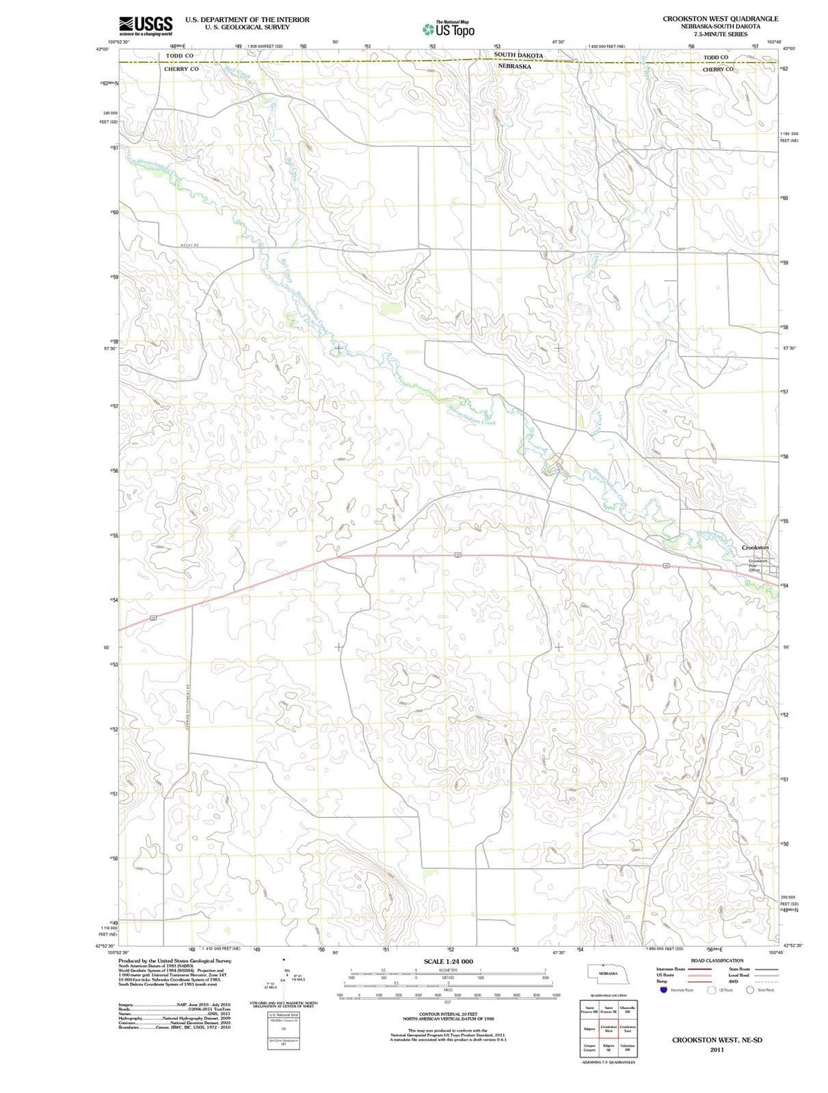 2011 Crookston West, NE - Nebraska - USGS Topographic Map