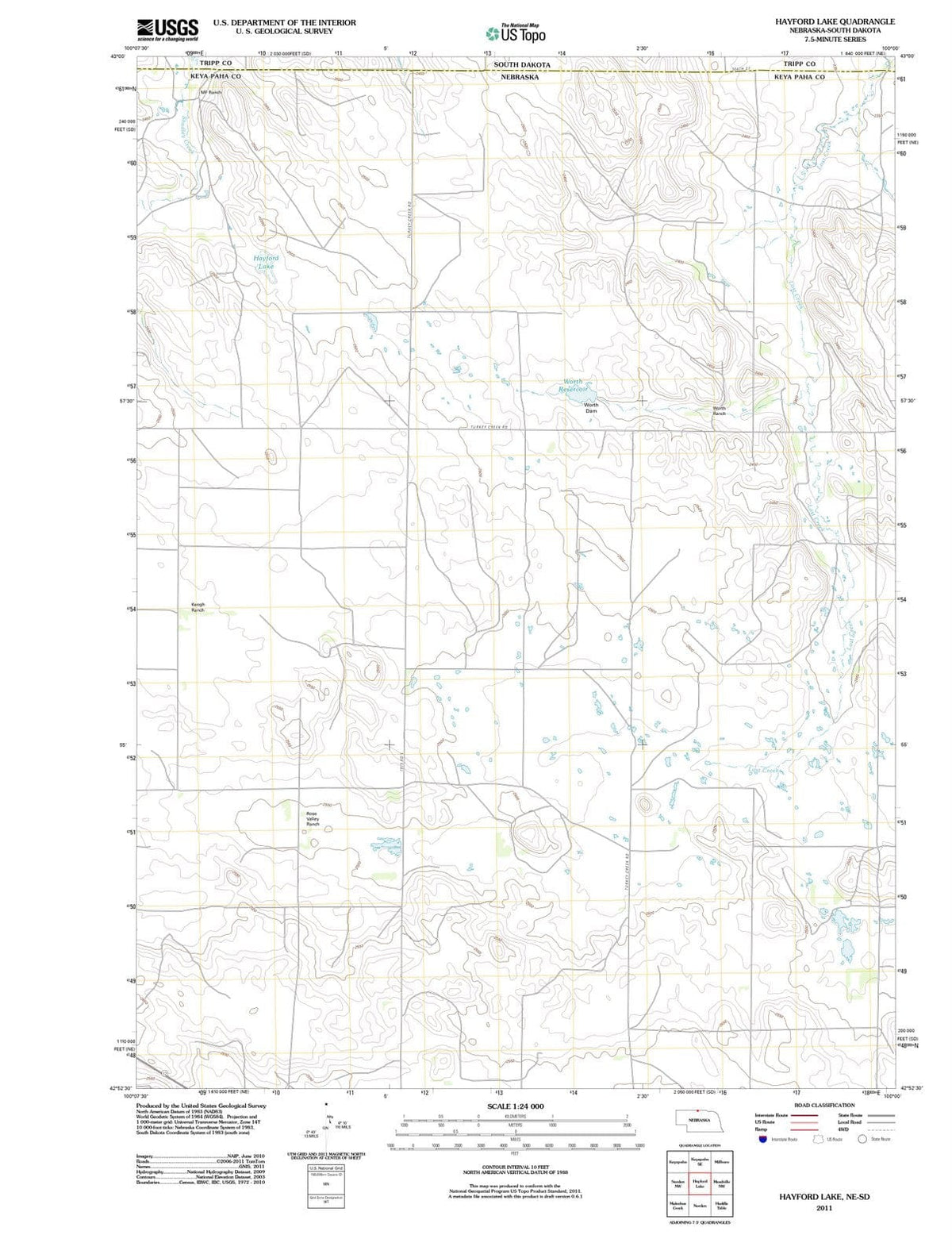 2011 Hayford Lake, NE - Nebraska - USGS Topographic Map