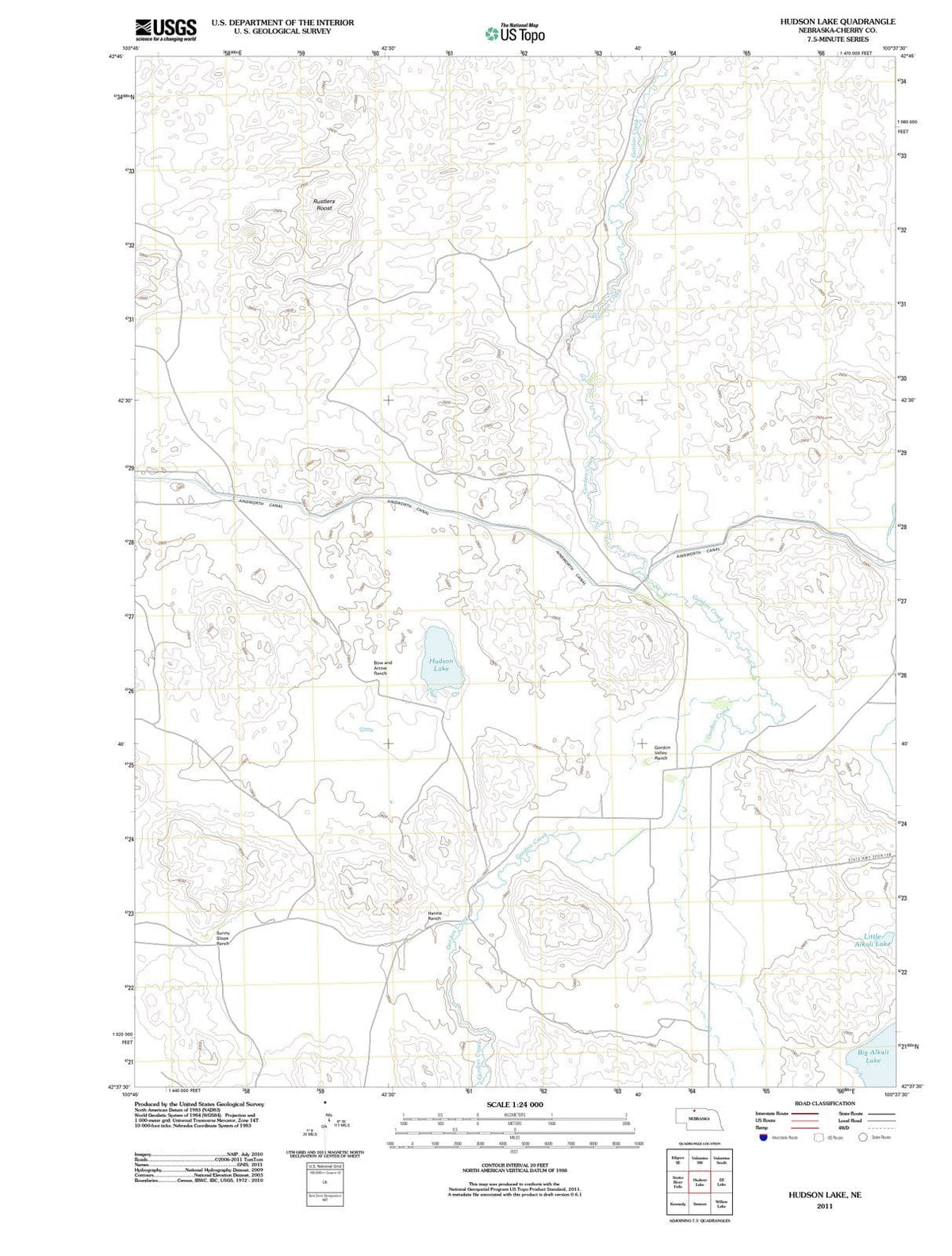 2011 Hudson Lake, NE - Nebraska - USGS Topographic Map