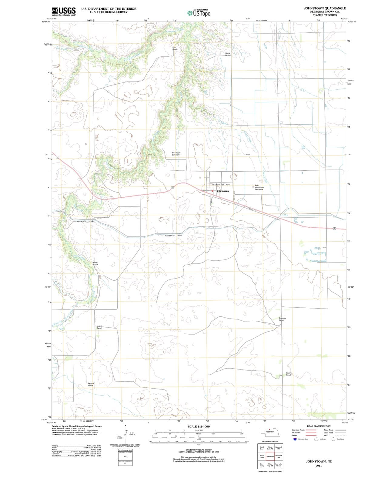 2011 Johnstown, NE - Nebraska - USGS Topographic Map