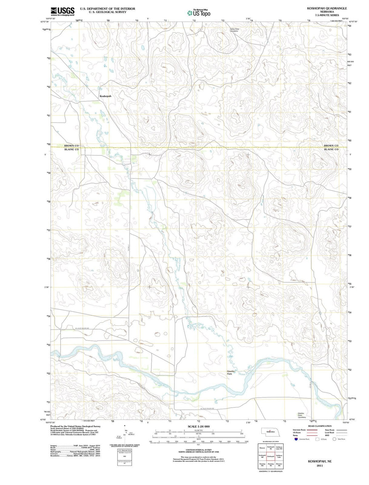 2011 Koshopah, NE - Nebraska - USGS Topographic Map