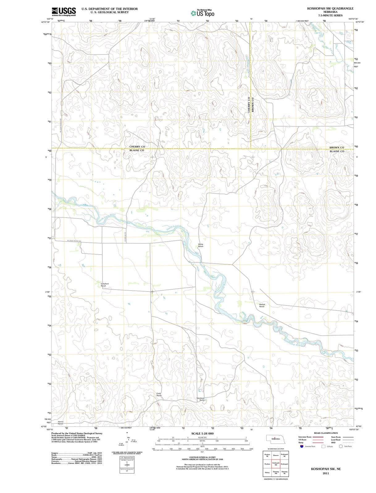 2011 Koshopah, NE - Nebraska - USGS Topographic Map v3