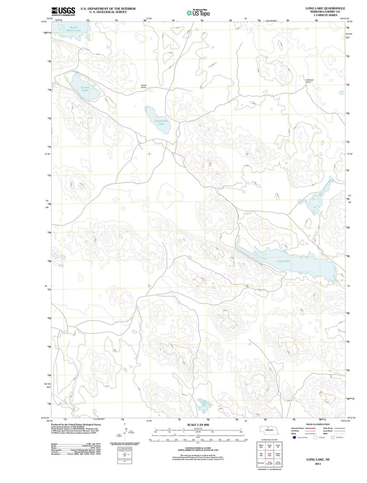 2011 Long Lake, NE - Nebraska - USGS Topographic Map