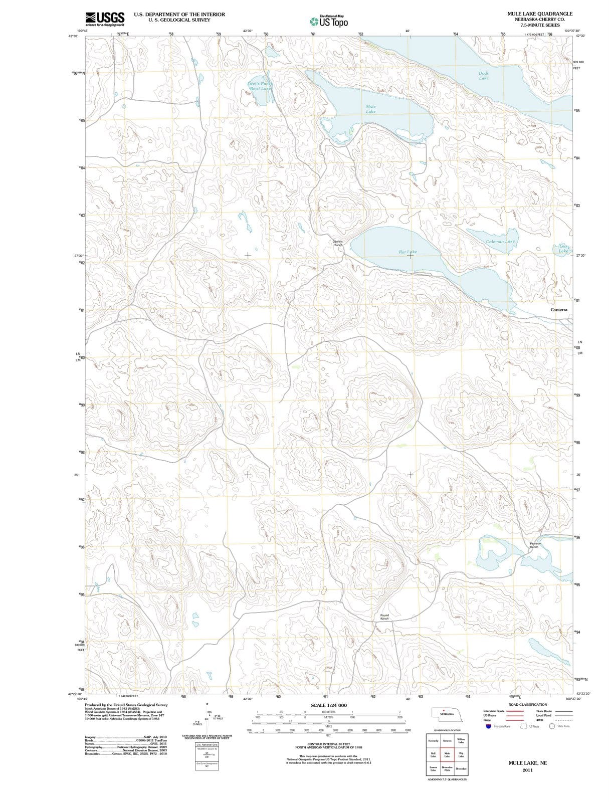 2011 Mule Lake, NE - Nebraska - USGS Topographic Map