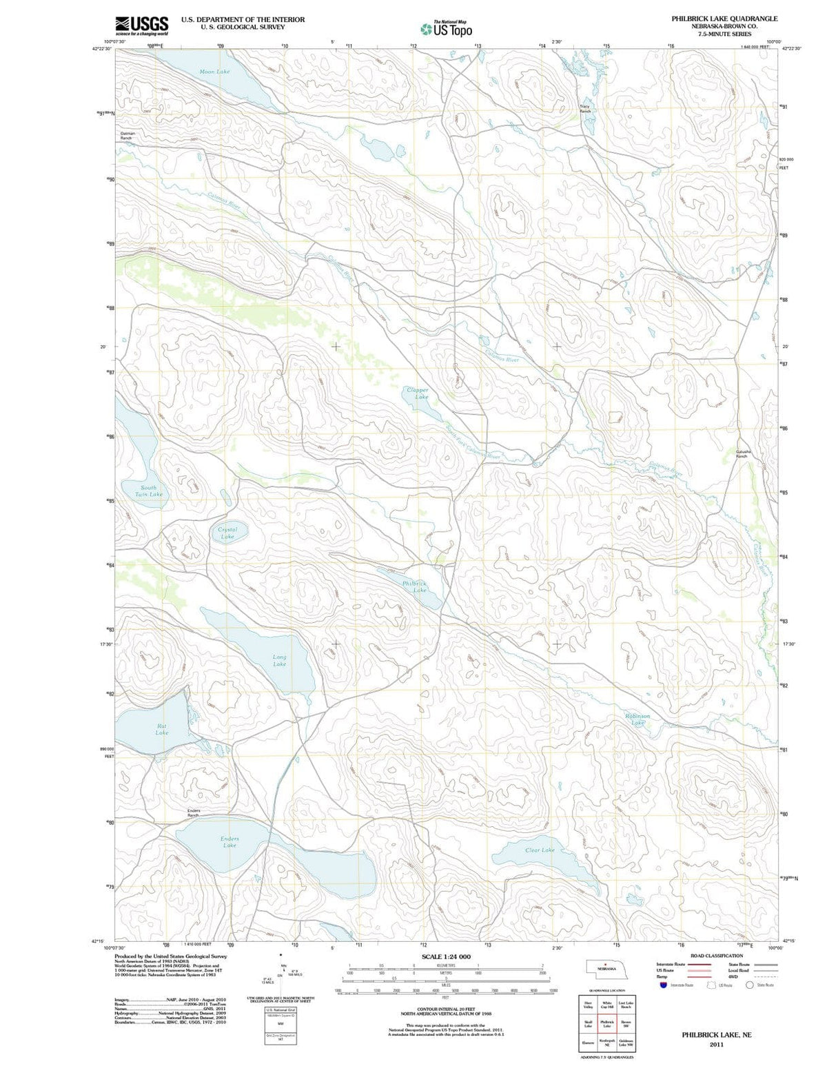 2011 Philbrick Lake, NE - Nebraska - USGS Topographic Map