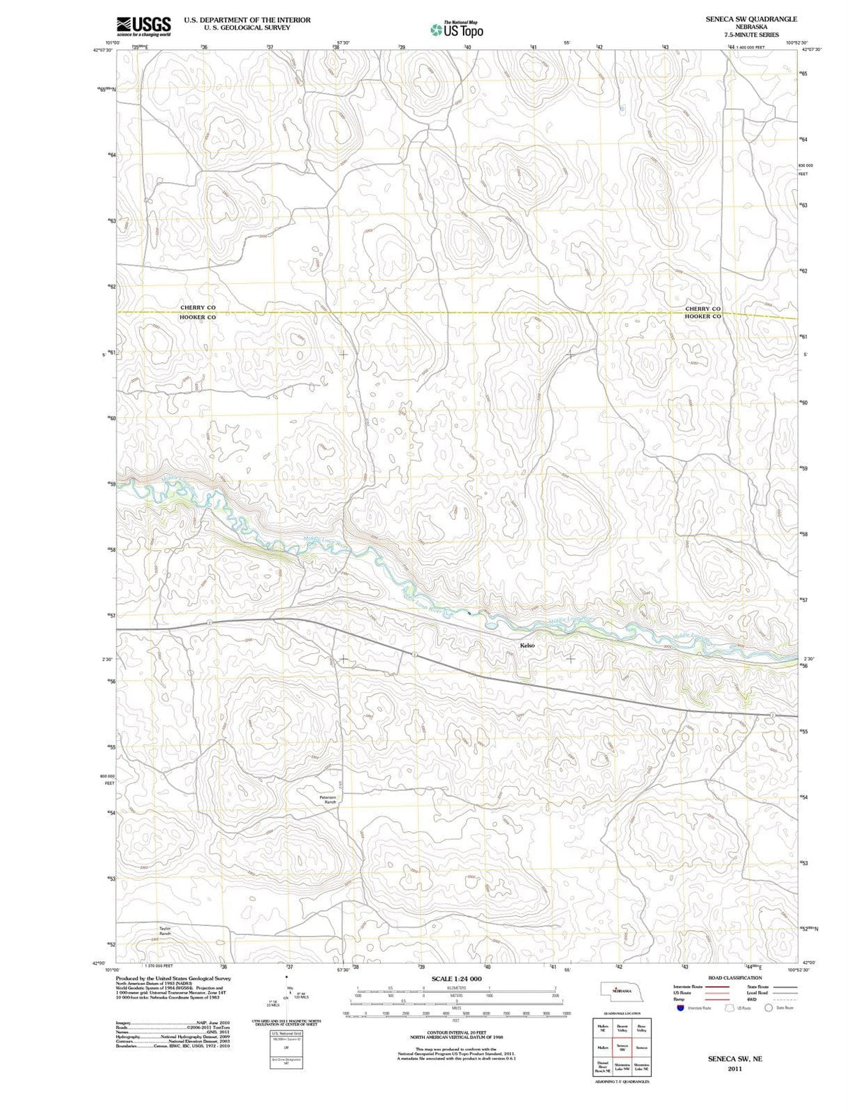 2011 Seneca, NE - Nebraska - USGS Topographic Map v2