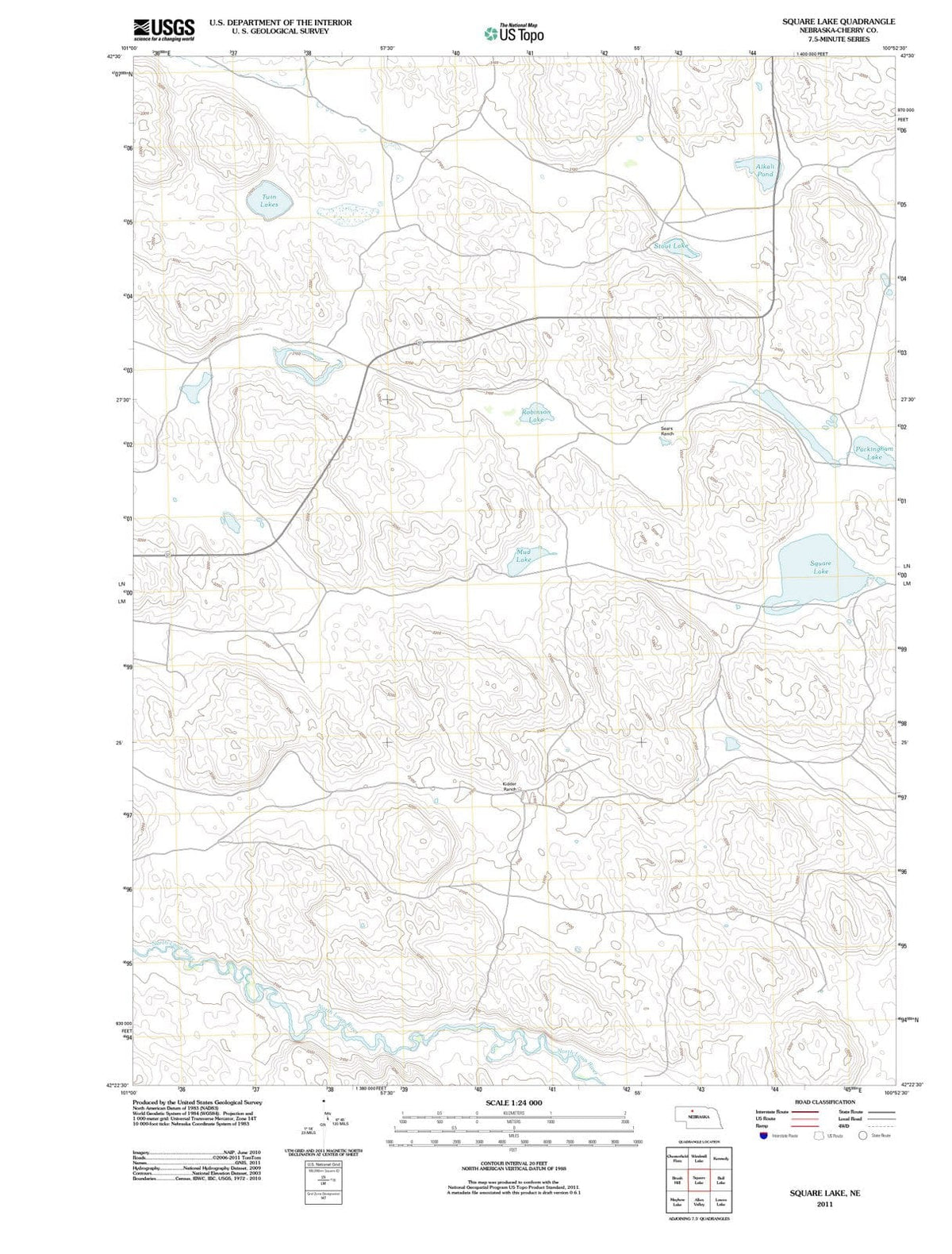 2011 Square Lake, NE - Nebraska - USGS Topographic Map