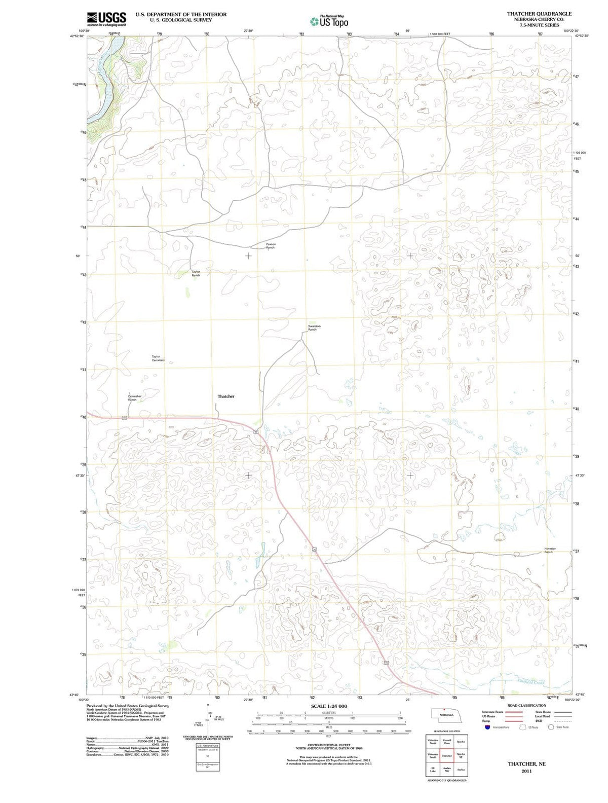 2011 Thatcher, NE - Nebraska - USGS Topographic Map