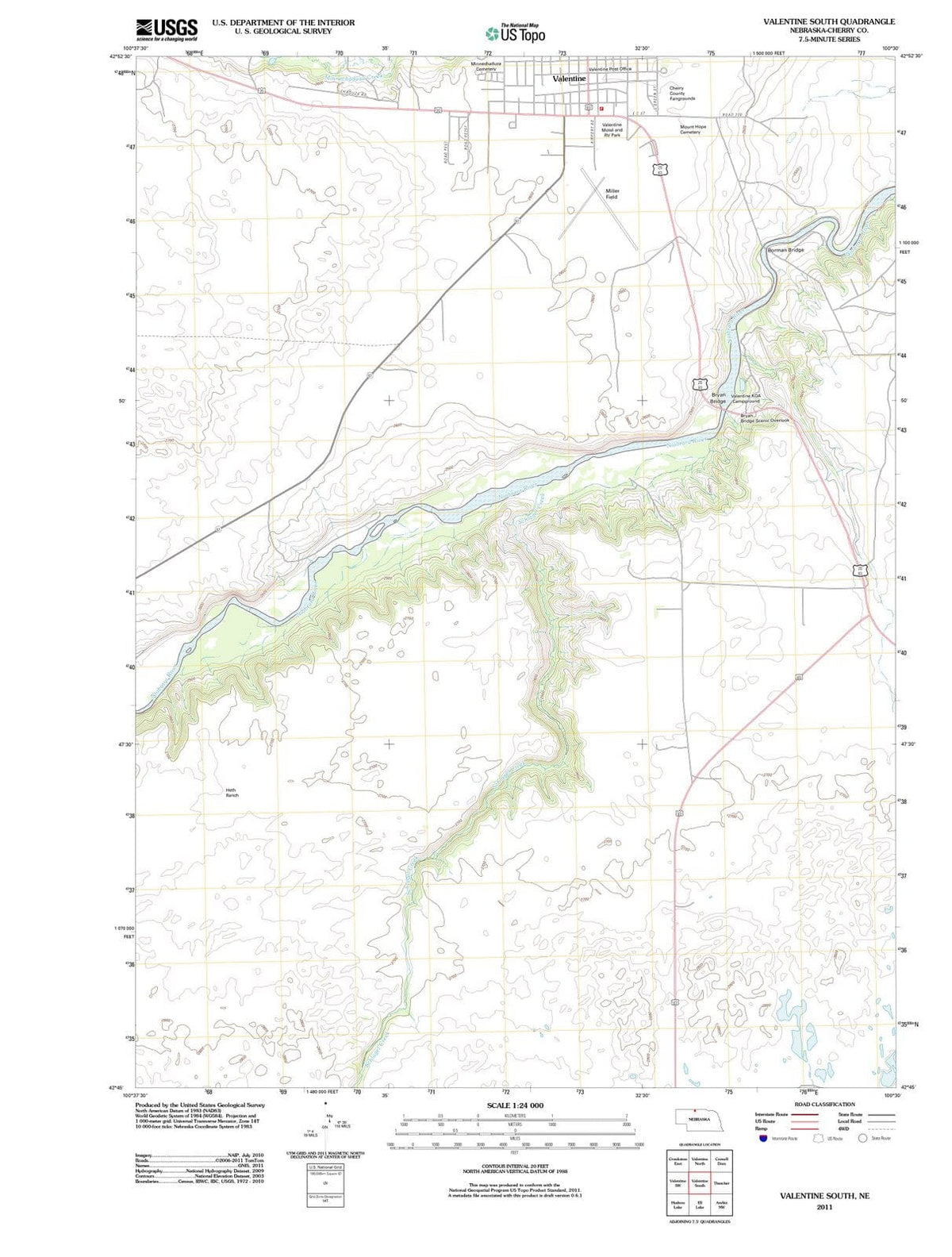 2011 Valentine South, NE - Nebraska - USGS Topographic Map