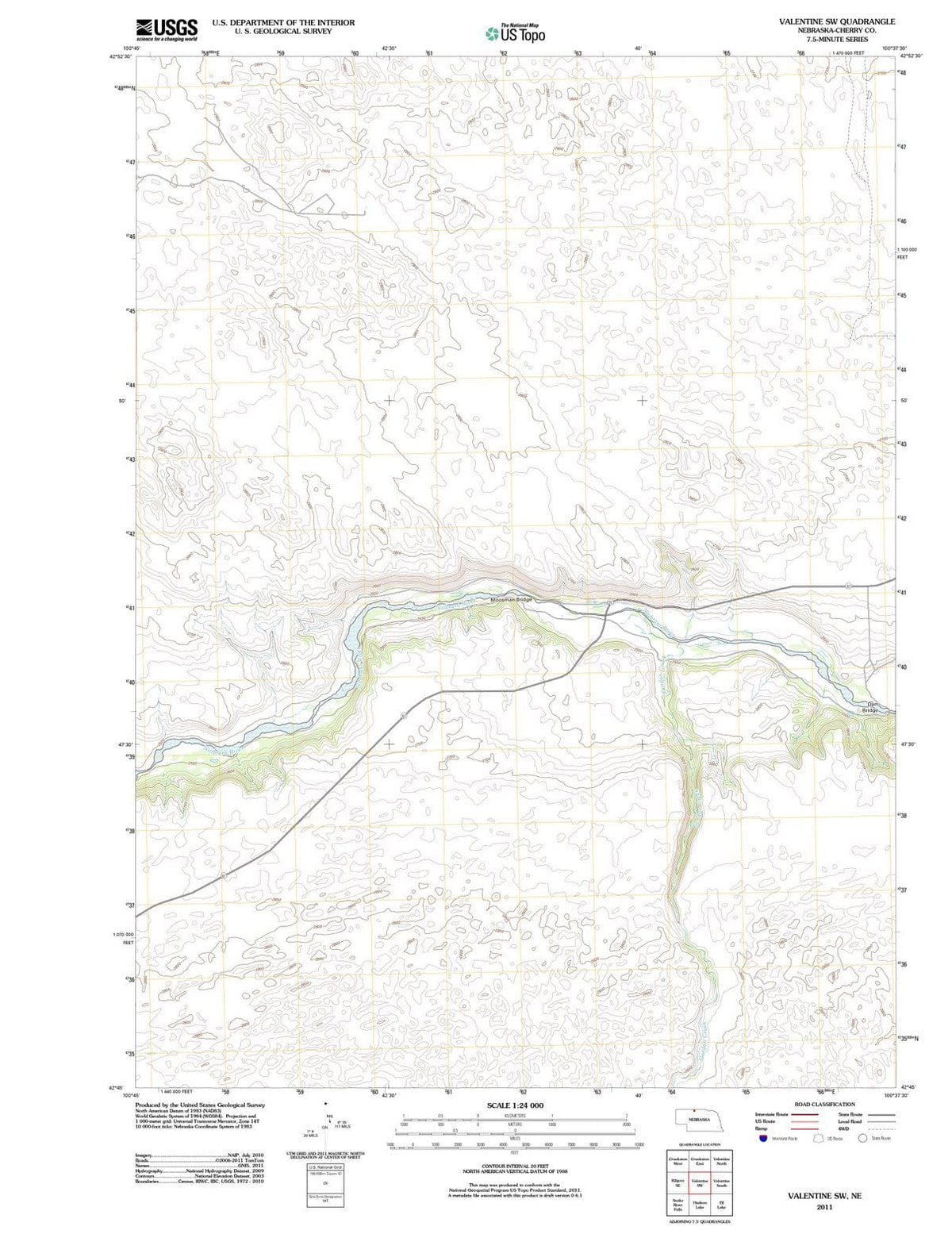 2011 Valentine, NE - Nebraska - USGS Topographic Map