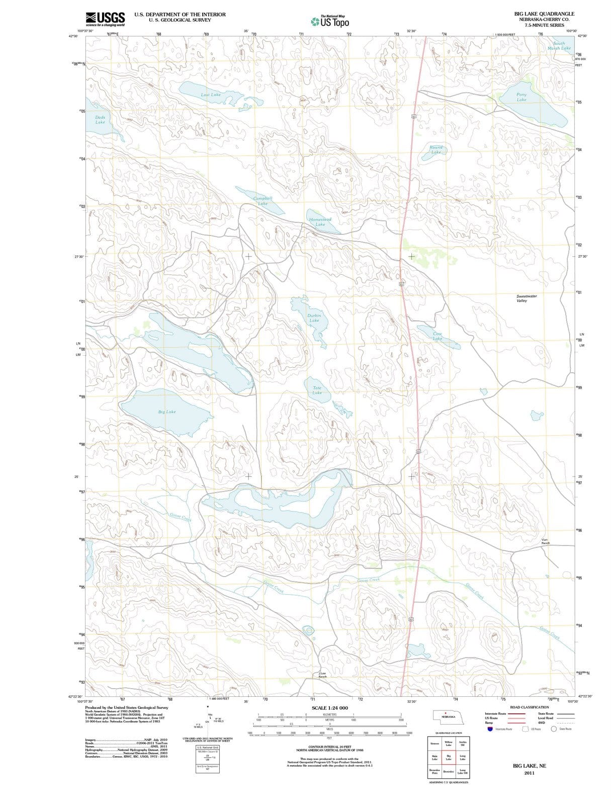 2011 Big Lake, NE - Nebraska - USGS Topographic Map