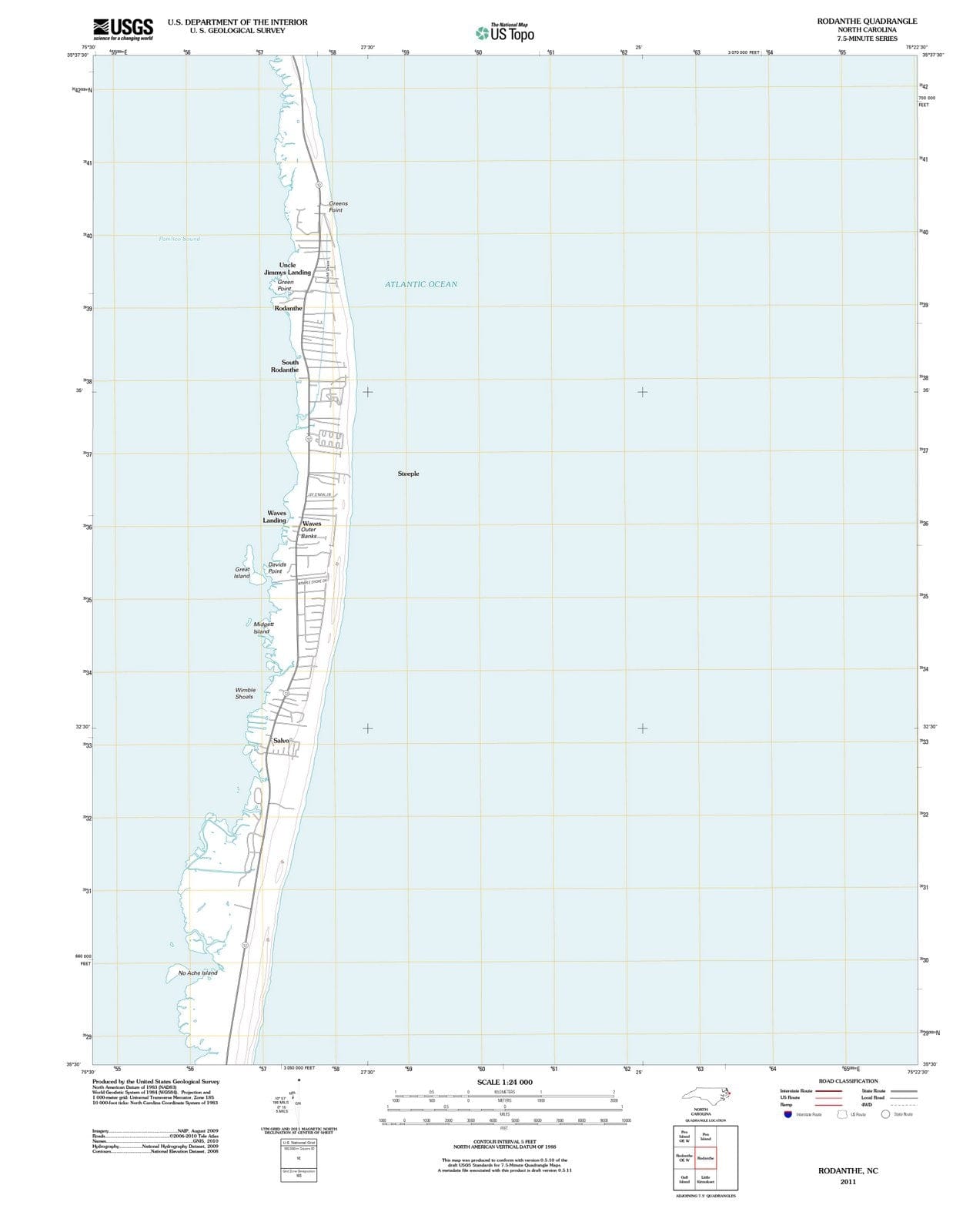 2011 Rodanthe, NC - North Carolina - USGS Topographic Map