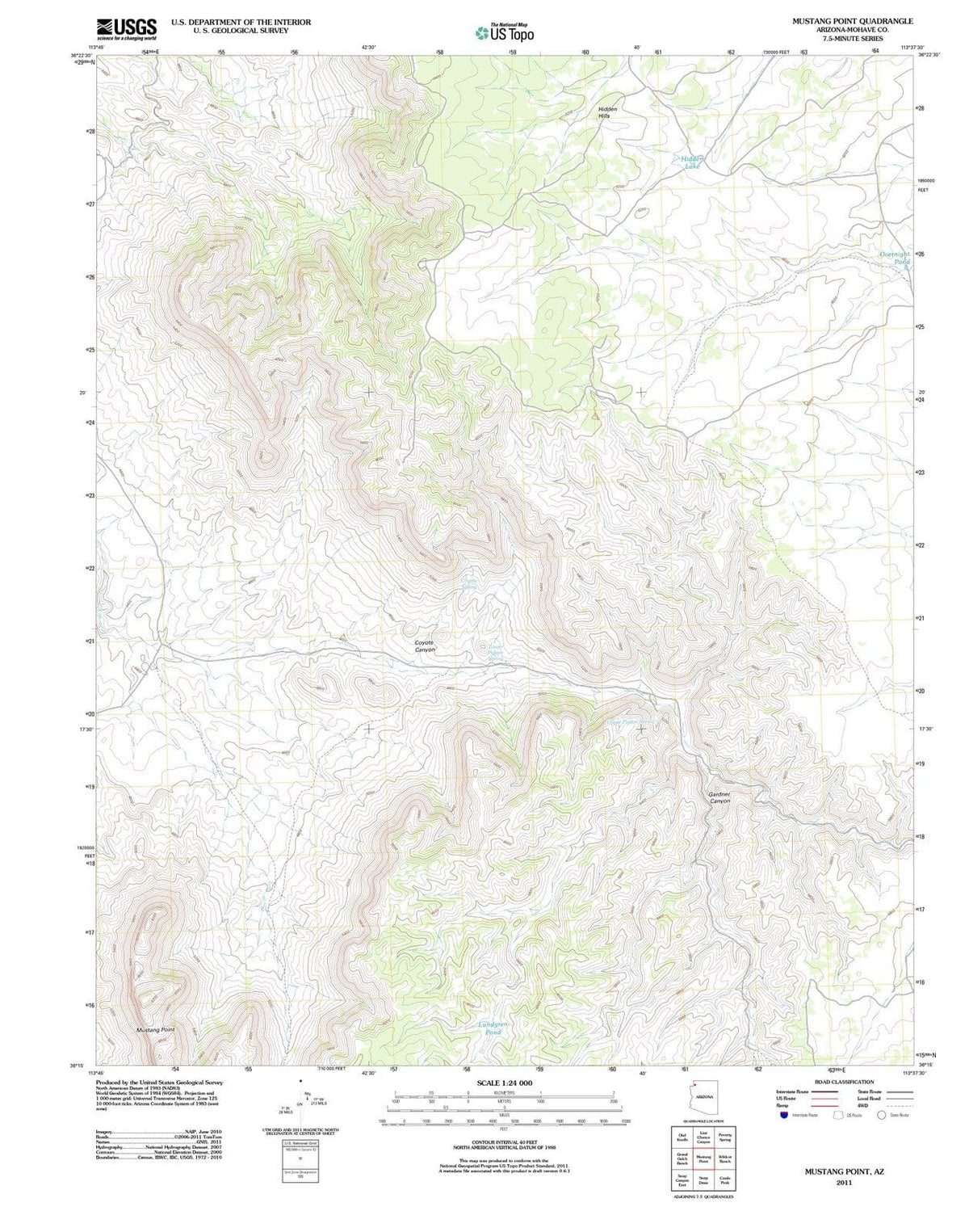 2011 Mustang Point, AZ - Arizona - USGS Topographic Map