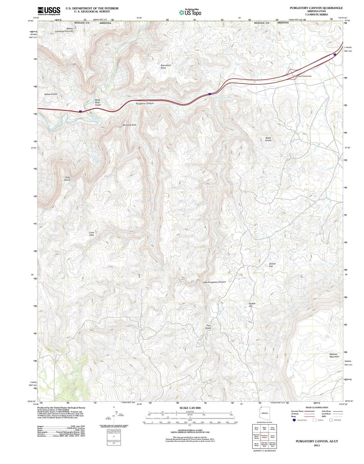 2011 Purgatory Canyon, AZ - Arizona - USGS Topographic Map
