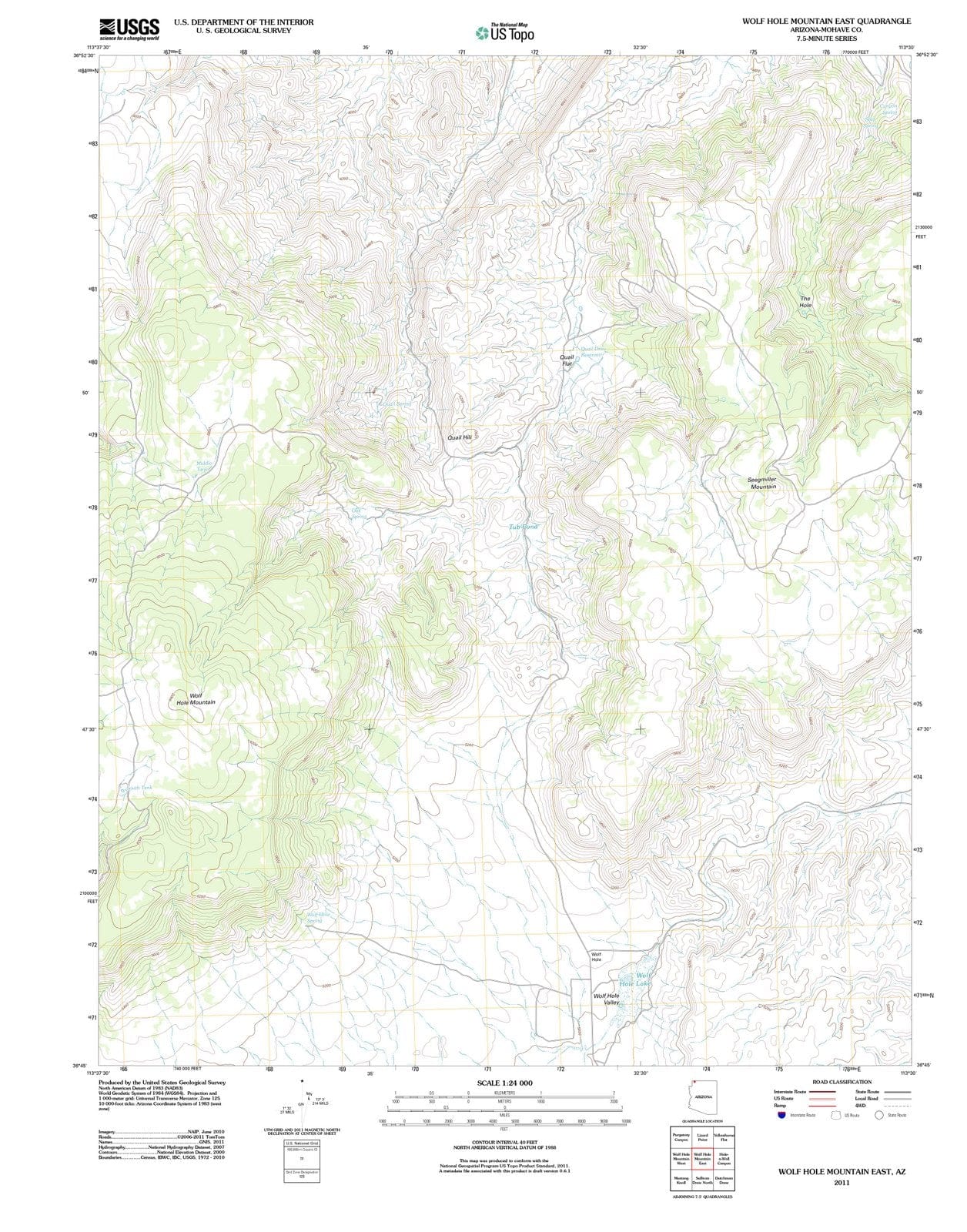 2011 Wolf Hole Mountain East, AZ - Arizona - USGS Topographic Map