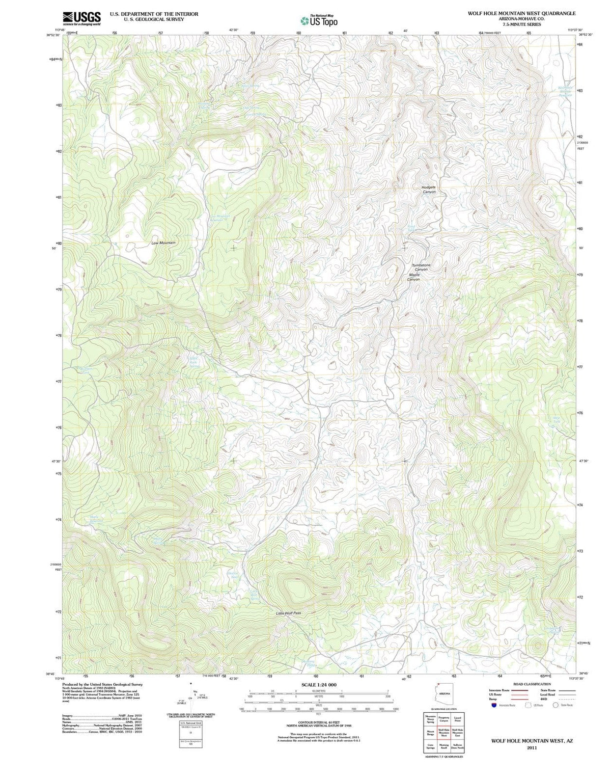 2011 Wolf Hole Mountain West, AZ - Arizona - USGS Topographic Map