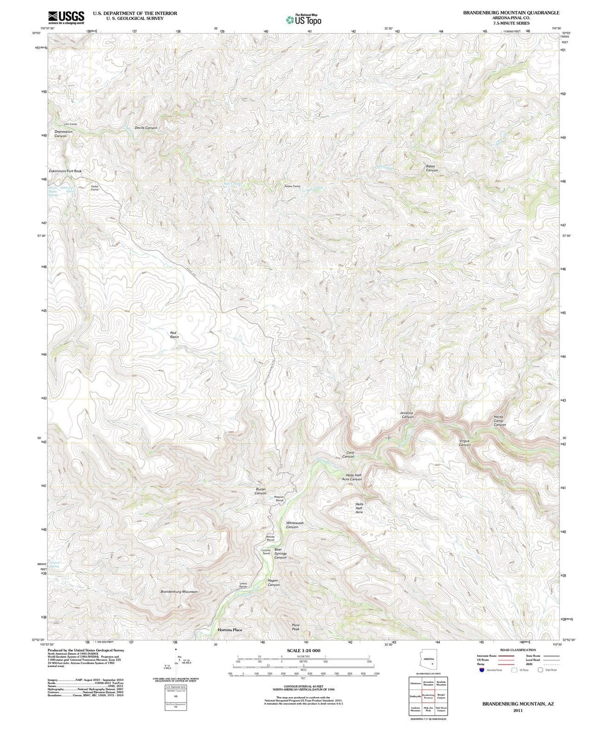 2011 Brandenburg Mountain, AZ - Arizona - USGS Topographic Map