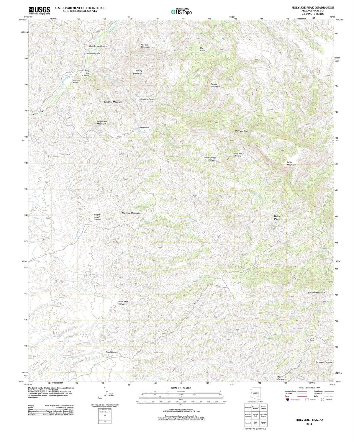 2011 Holy Joe Peak, AZ - Arizona - USGS Topographic Map