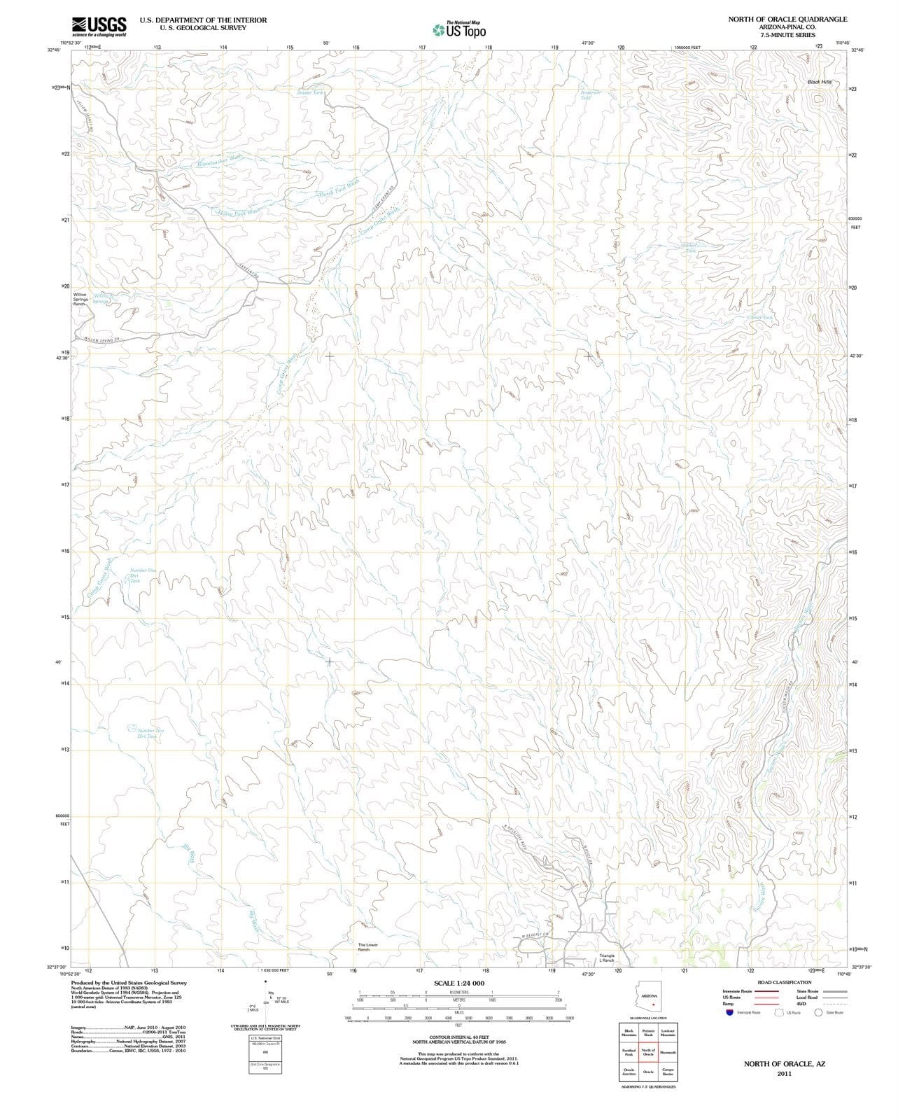 2011 North of Oracle, AZ - Arizona - USGS Topographic Map