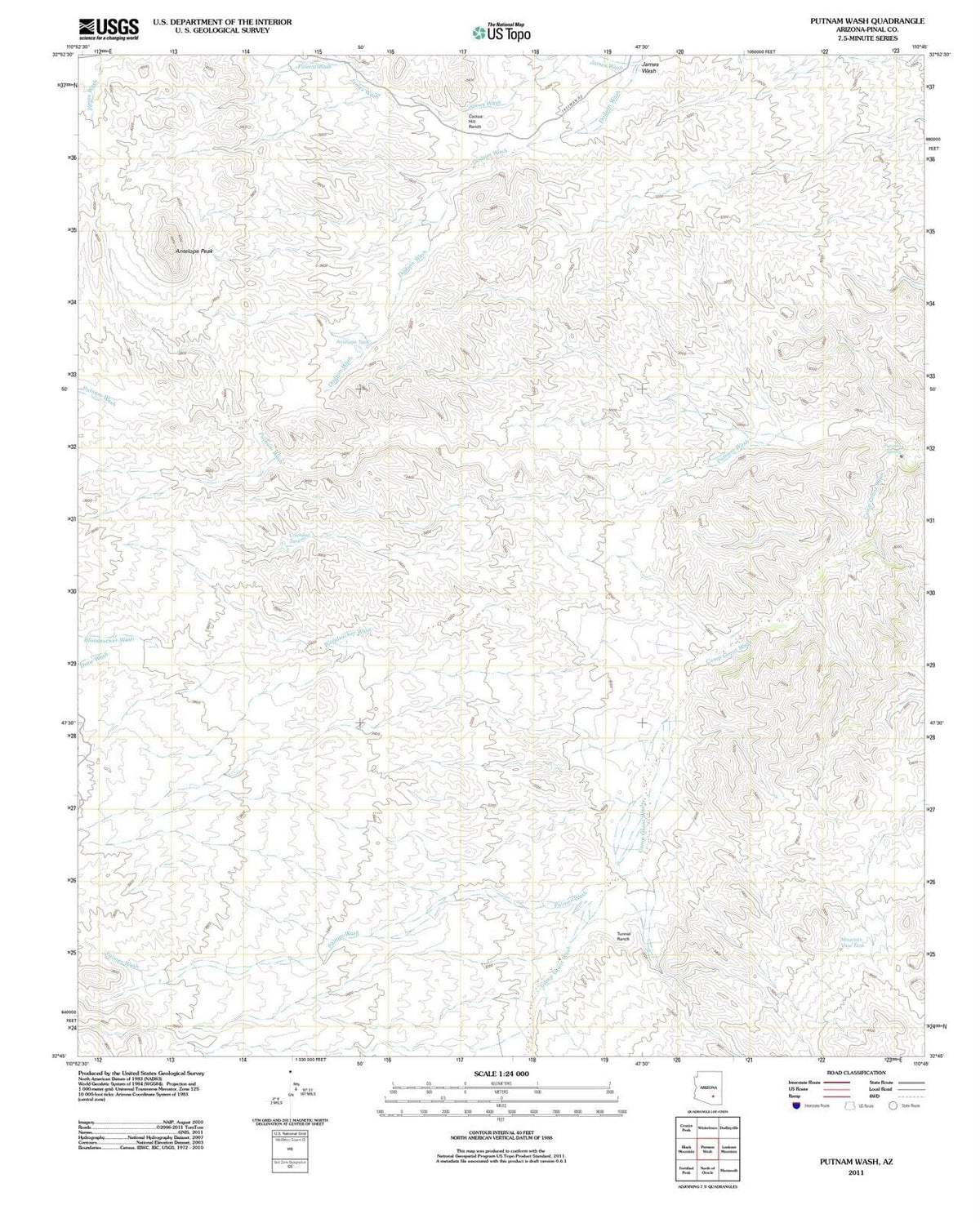 2011 Putnam Wash, AZ - Arizona - USGS Topographic Map