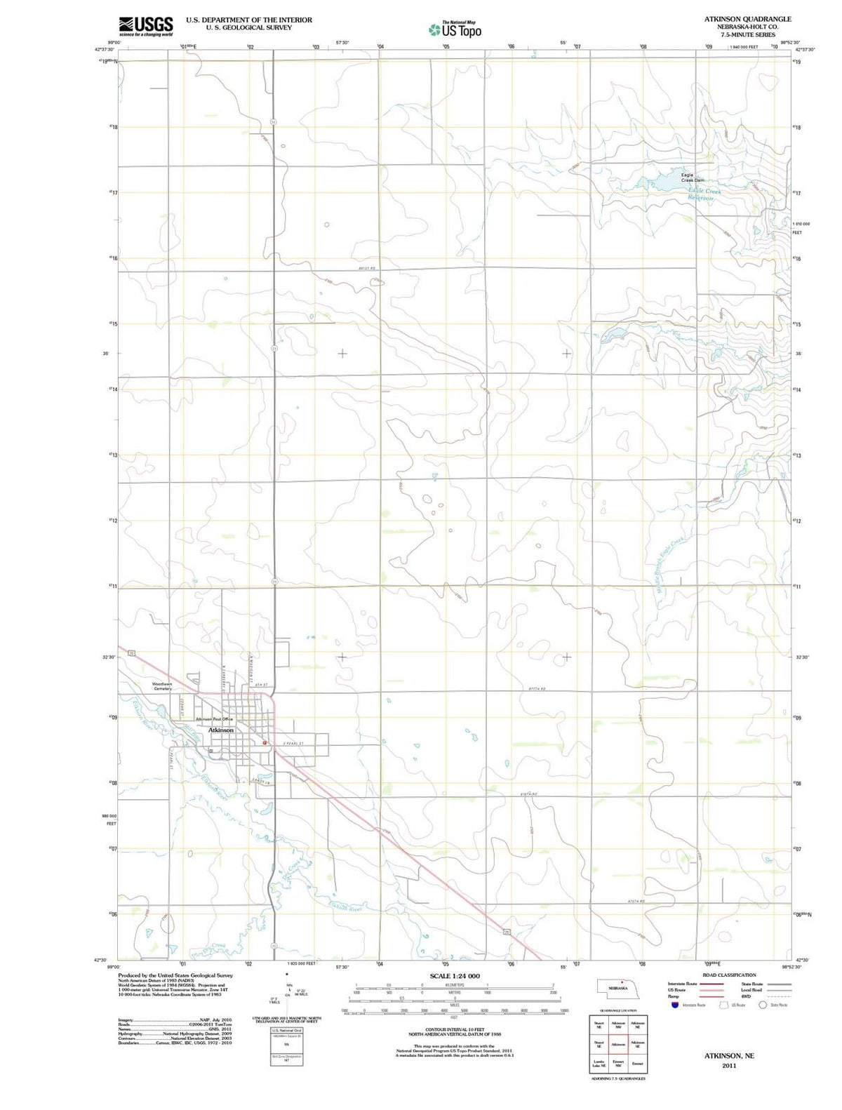 2011 Atkinson, NE - Nebraska - USGS Topographic Map