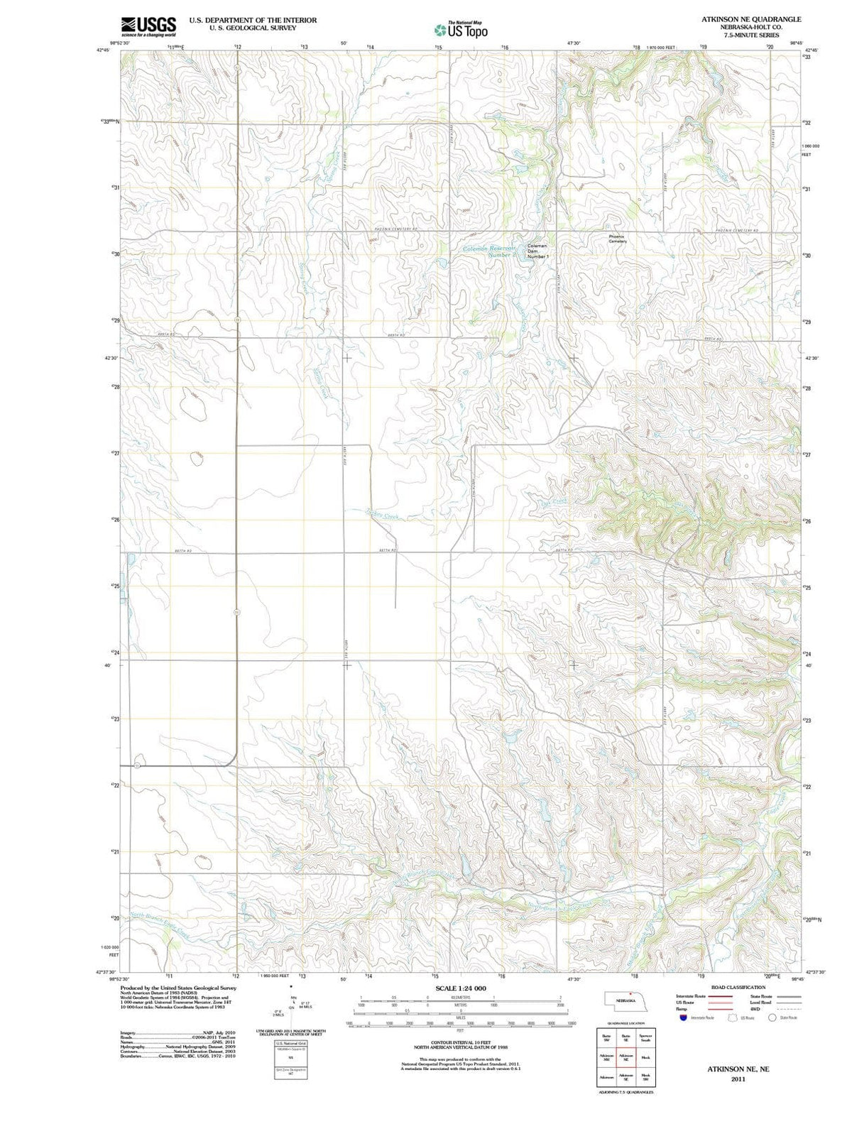 2011 Atkinson, NE - Nebraska - USGS Topographic Map v2