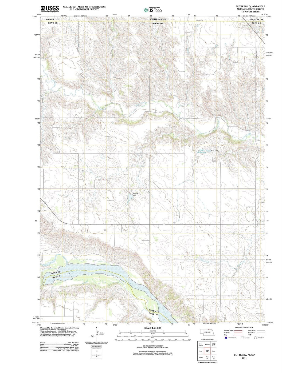 2011 Butte, NE - Nebraska - USGS Topographic Map v2