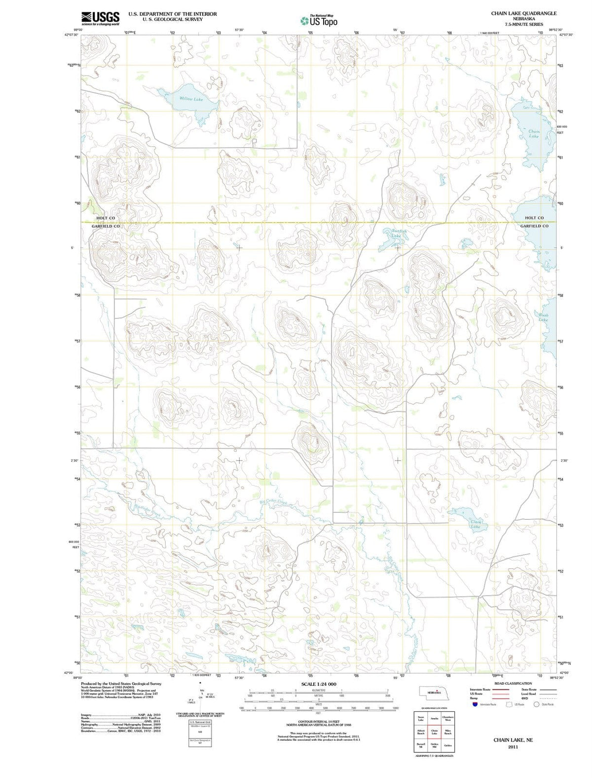 2011 Chain Lake, NE - Nebraska - USGS Topographic Map