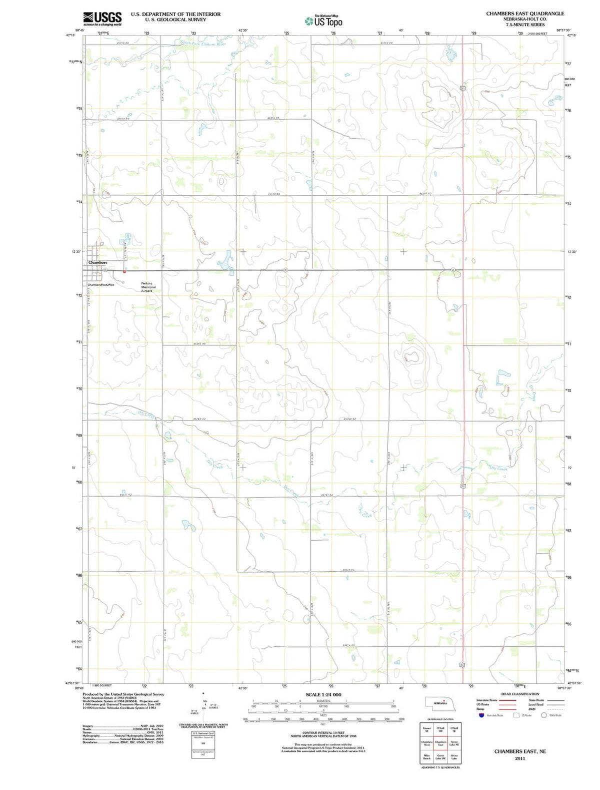 2011 Chambers East, NE - Nebraska - USGS Topographic Map