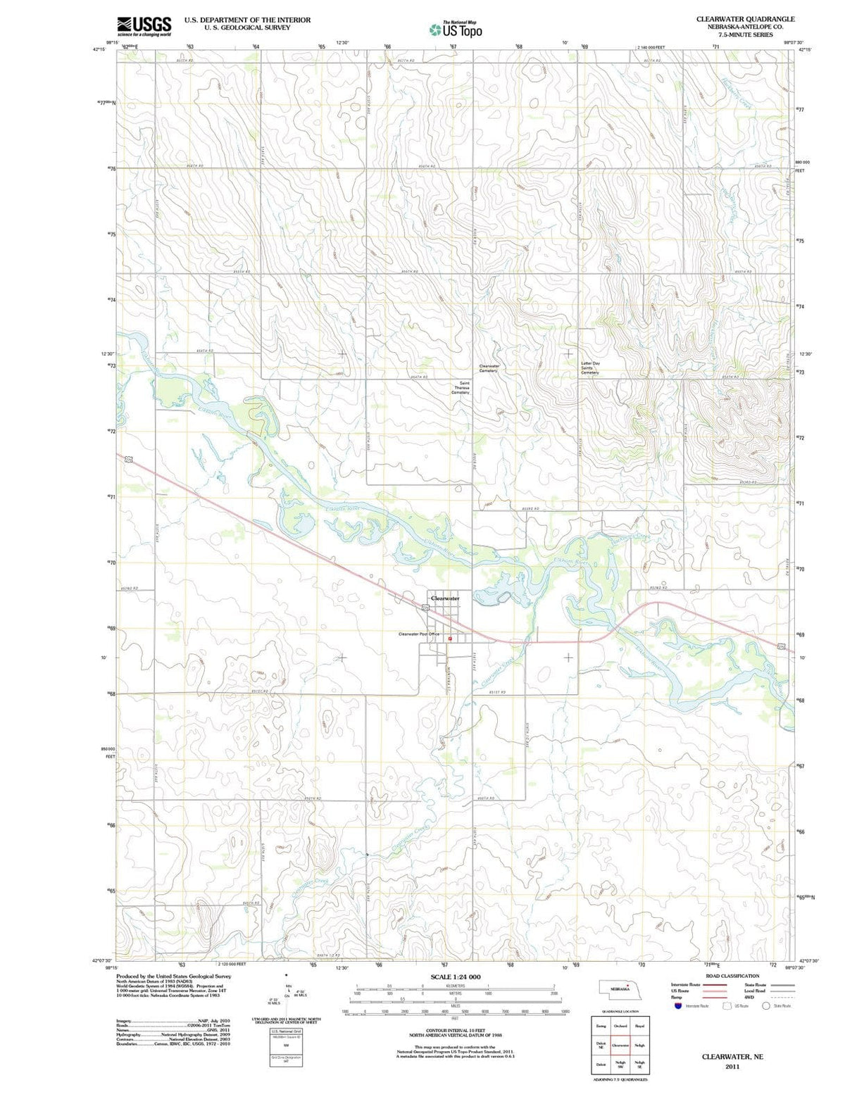 2011 Clearwater, NE - Nebraska - USGS Topographic Map