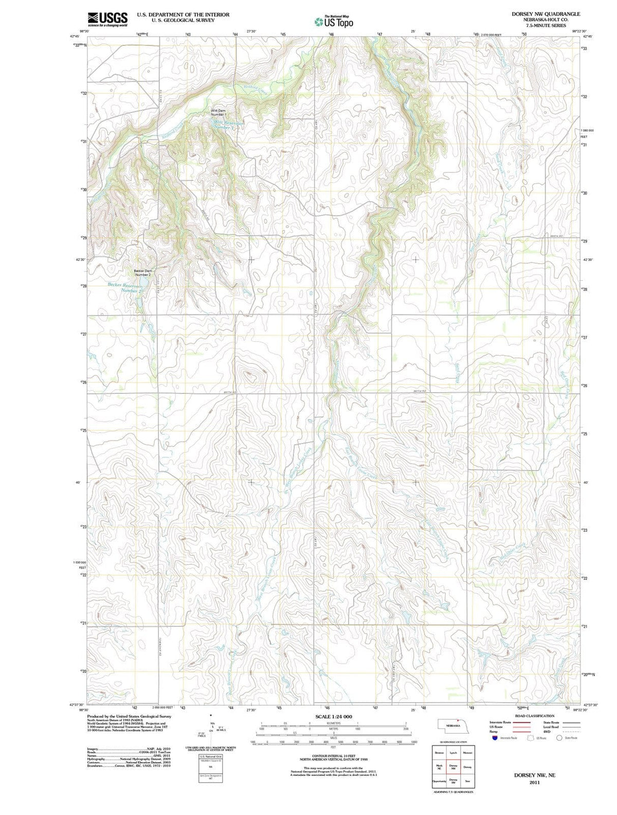 2011 Dorsey, NE - Nebraska - USGS Topographic Map v2