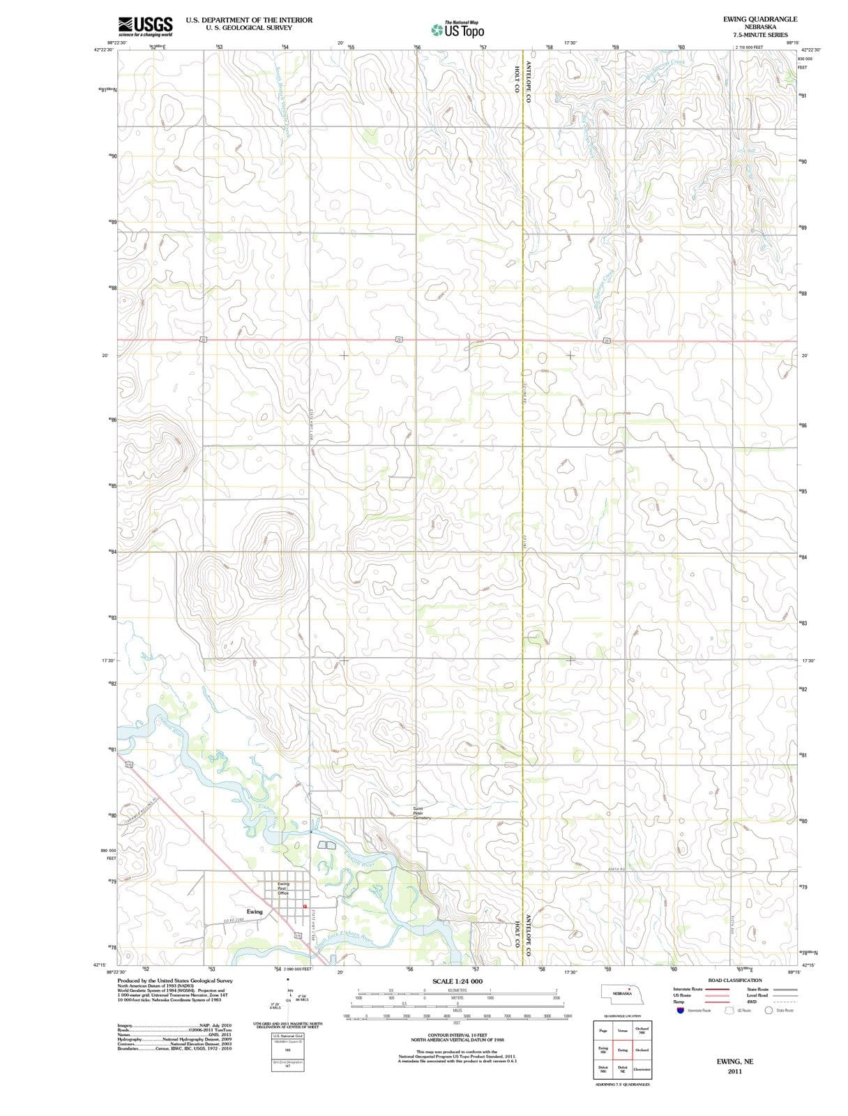 2011 Ewing, NE - Nebraska - USGS Topographic Map