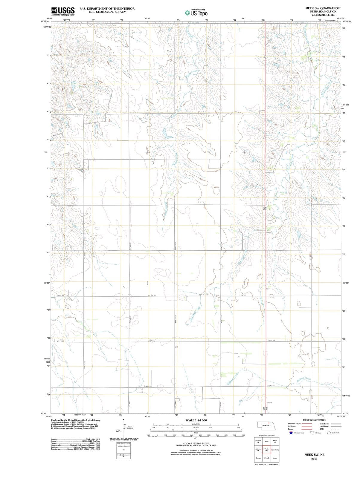 2011 Meek, NE - Nebraska - USGS Topographic Map v3