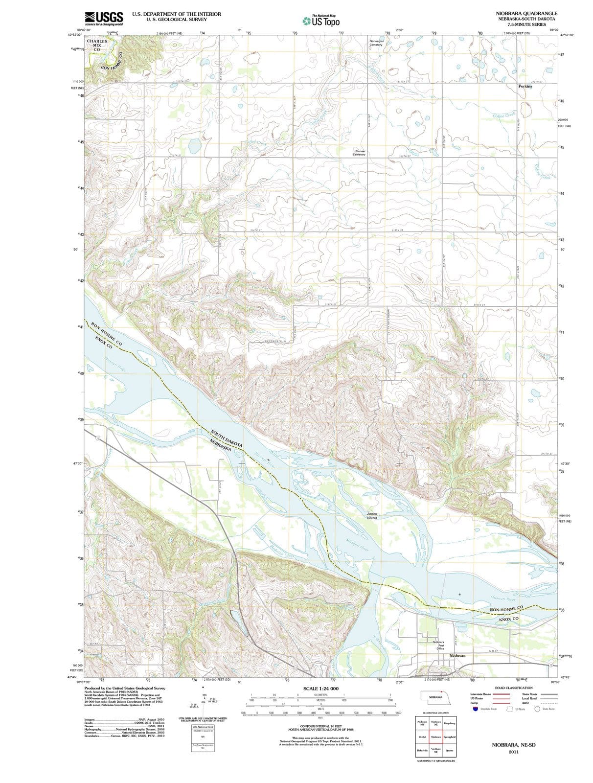 2011 Niobrara, NE - Nebraska - USGS Topographic Map