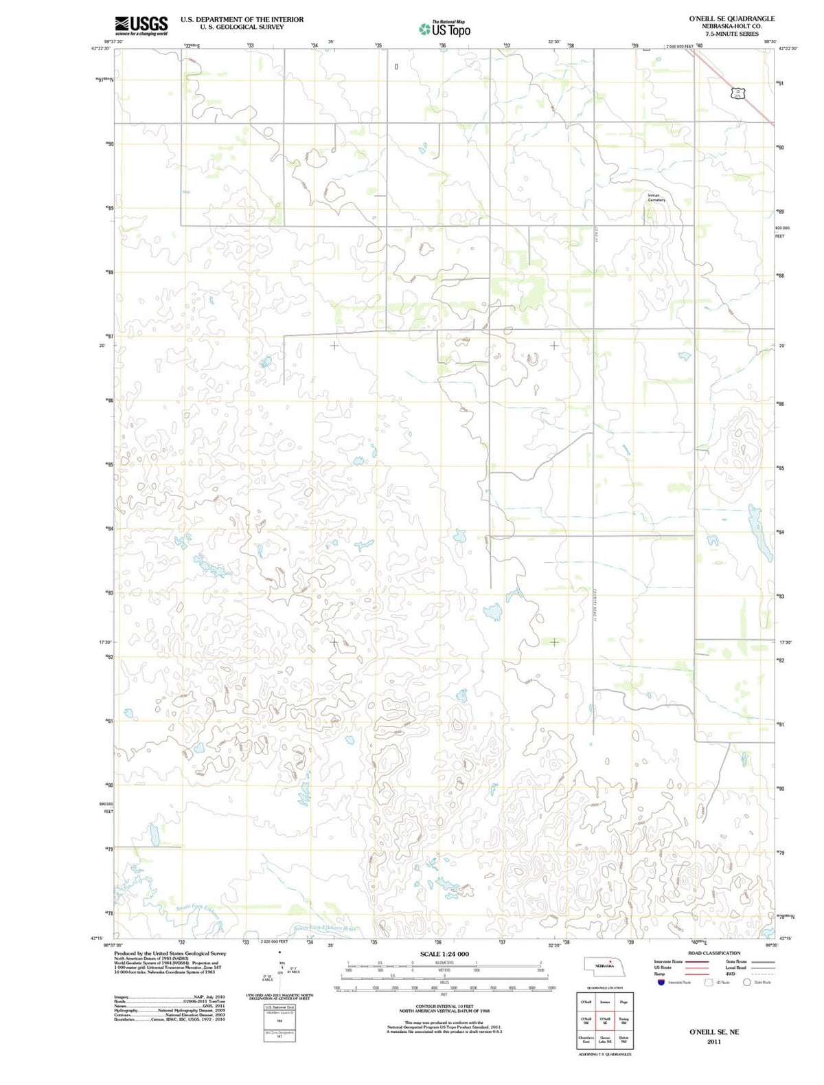 2011 O'Neill, NE - Nebraska - USGS Topographic Map v2
