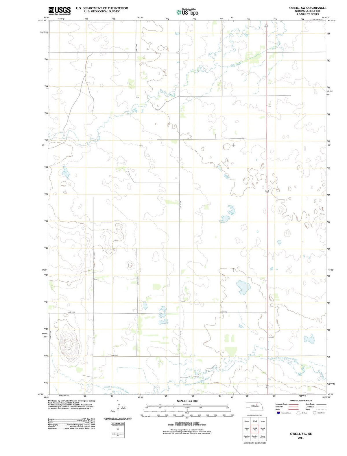2011 O'Neill, NE - Nebraska - USGS Topographic Map v3