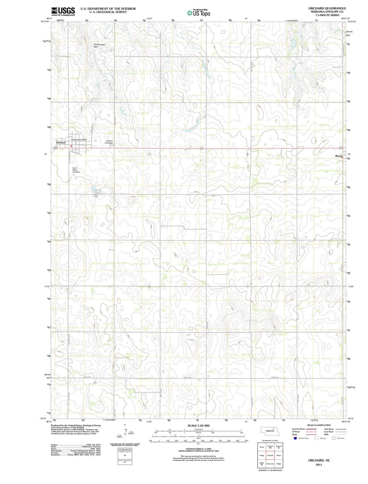 2011 Orchard, NE - Nebraska - USGS Topographic Map
