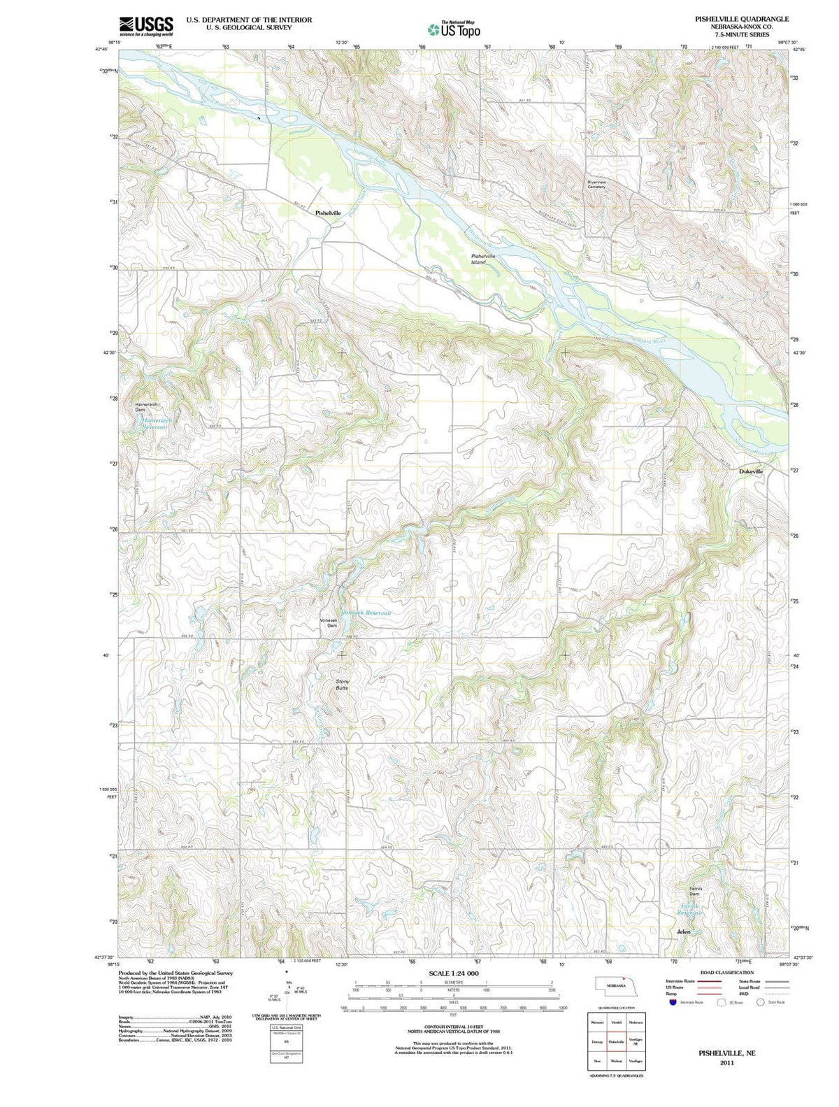 2011 Pishelville, NE - Nebraska - USGS Topographic Map