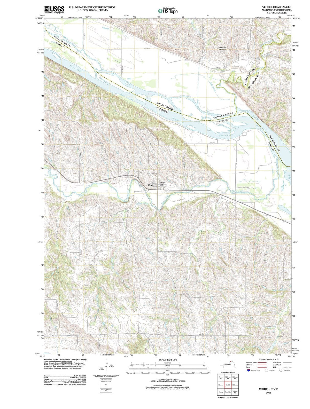2011 Verdel, NE - Nebraska - USGS Topographic Map