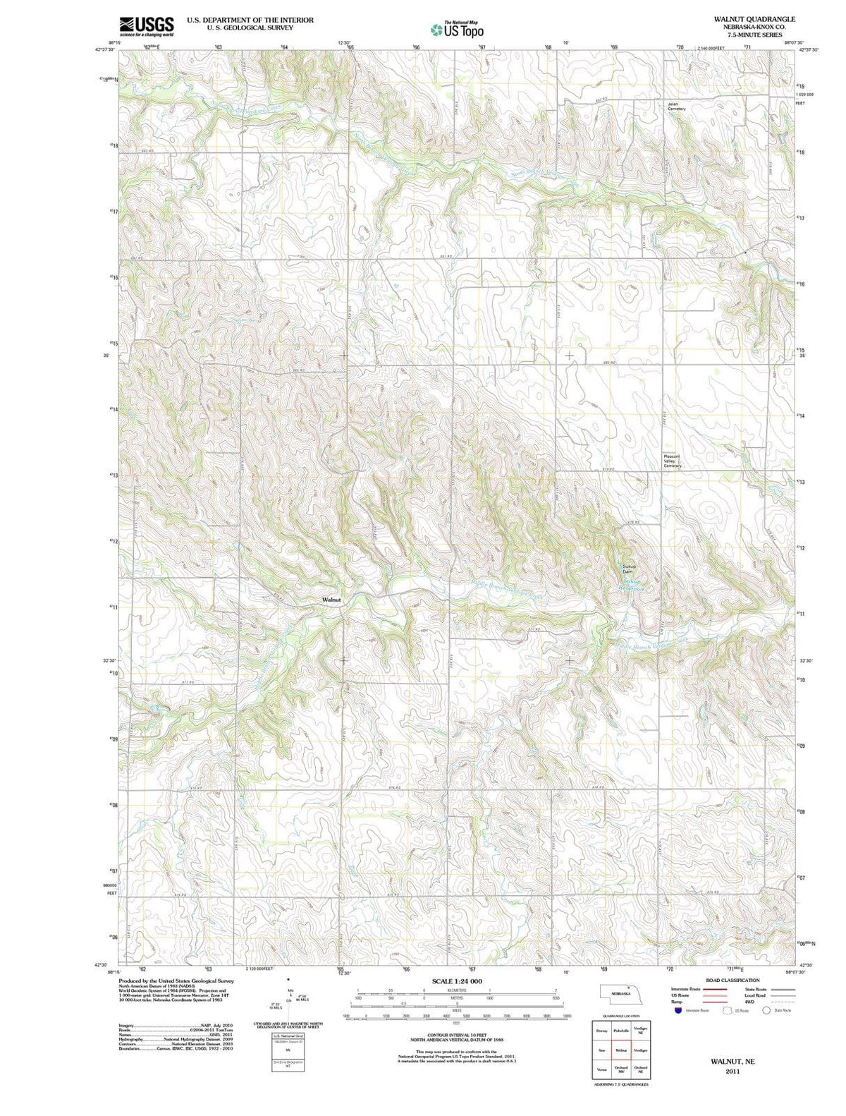 2011 Walnut, NE - Nebraska - USGS Topographic Map