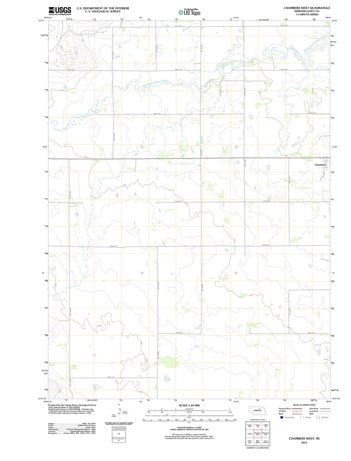 2011 Chambers West, NE - Nebraska - USGS Topographic Map