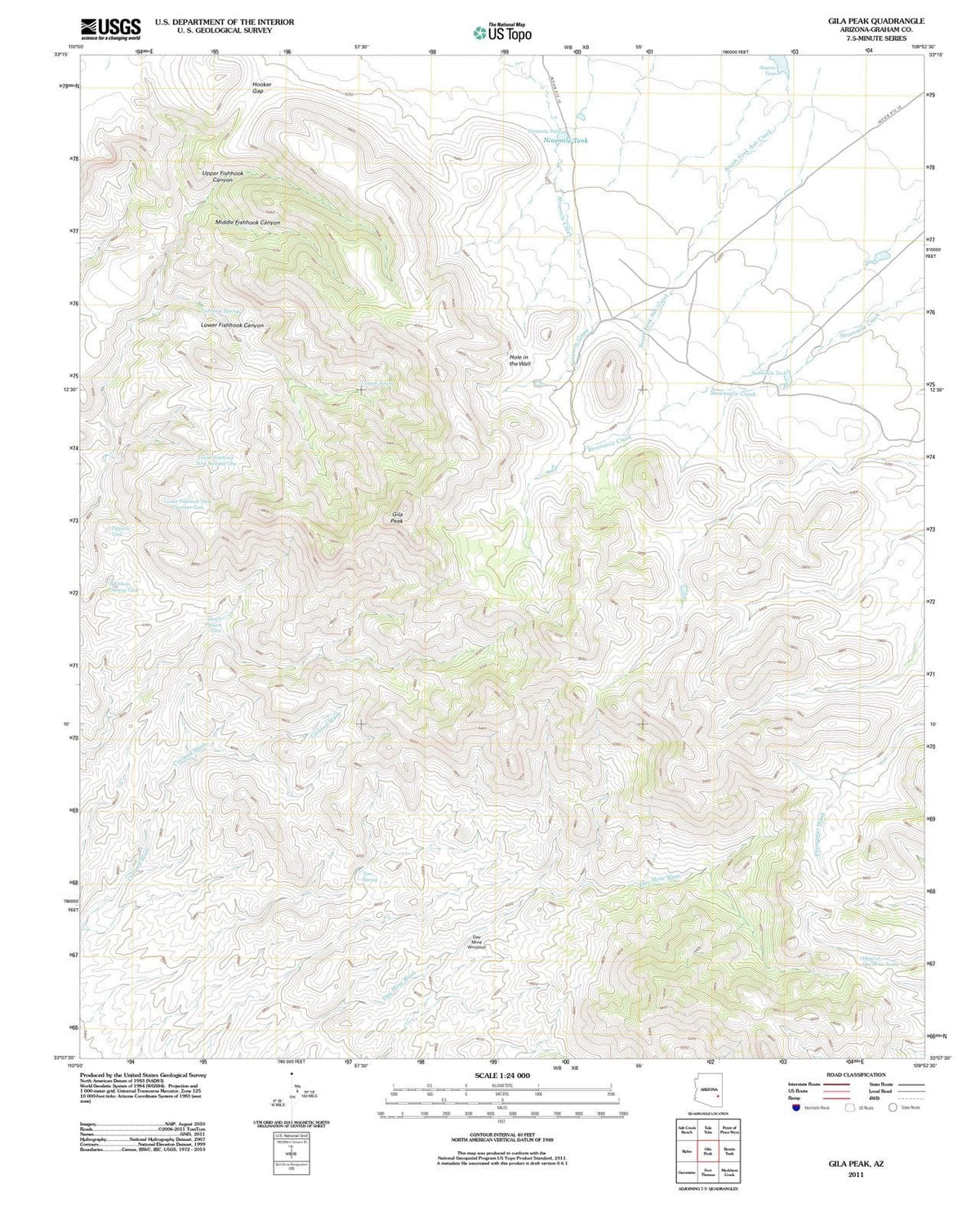2011 Gila Peak, AZ - Arizona - USGS Topographic Map