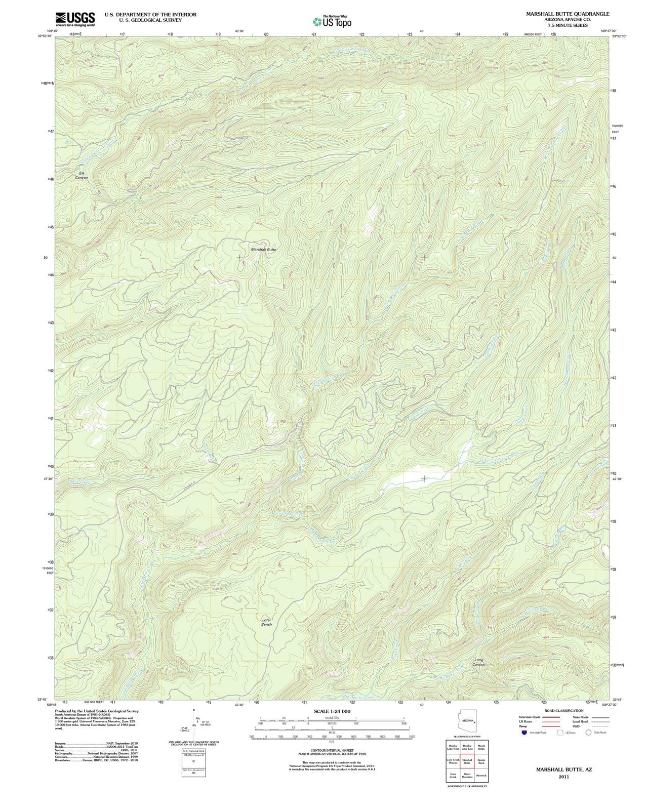 2011 Marshall Butte, AZ - Arizona - USGS Topographic Map