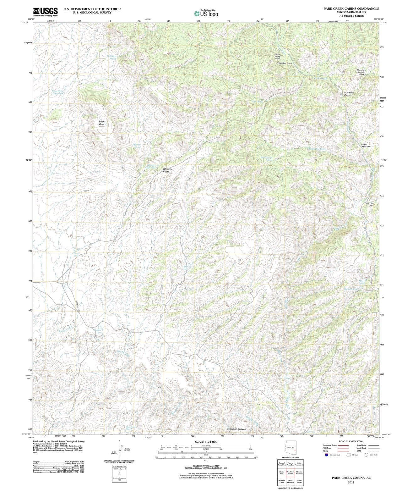 2011 Park Creek Cabins, AZ - Arizona - USGS Topographic Map