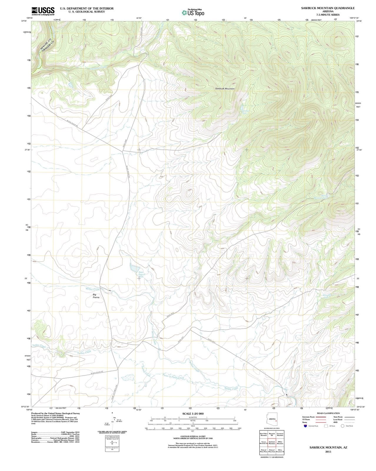 2011 Sawbuck Mountain, AZ - Arizona - USGS Topographic Map