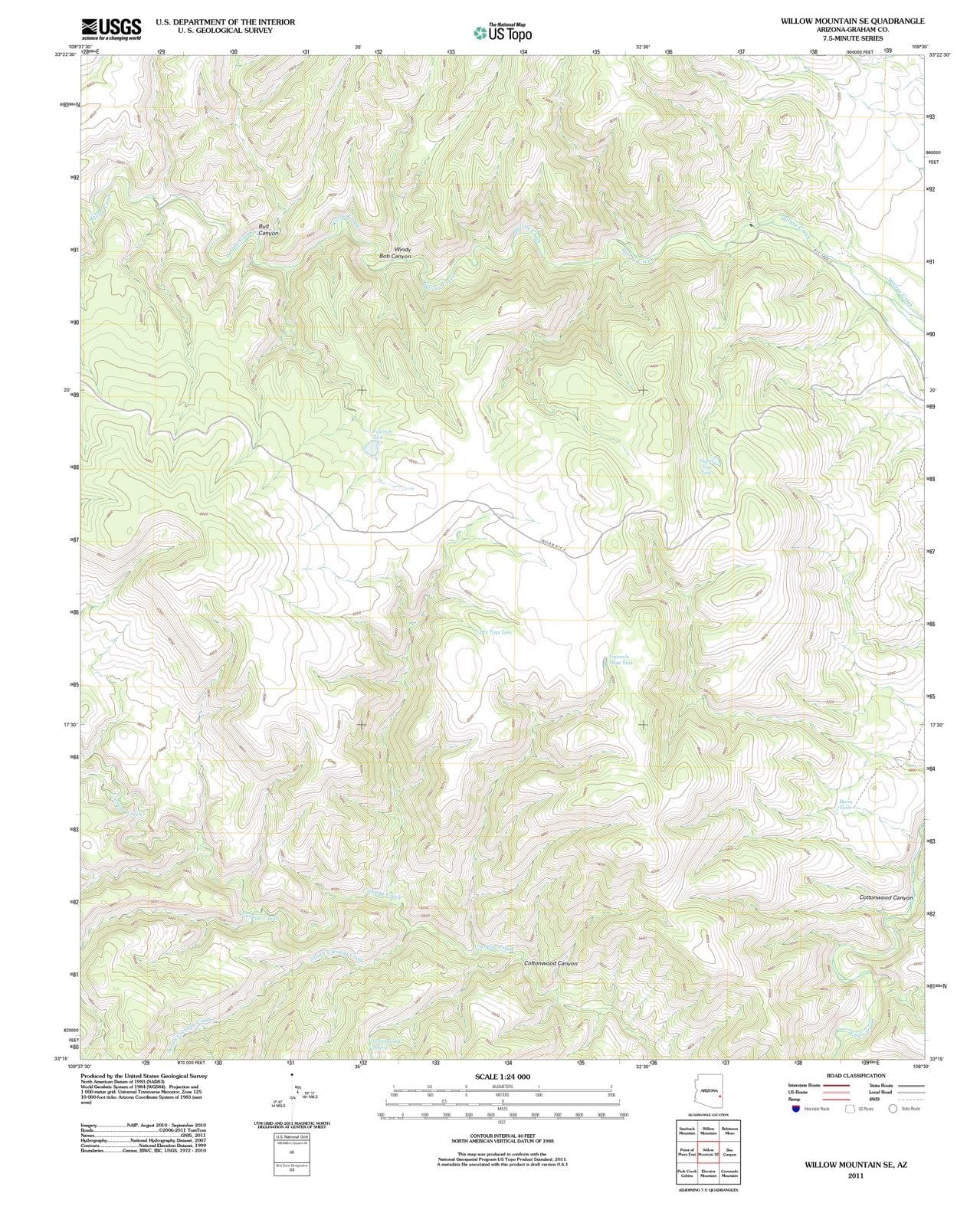 2011 Willow Mountain, AZ - Arizona - USGS Topographic Map v2