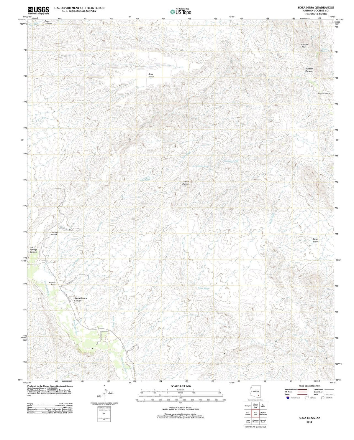 2011 Soza Mesa, AZ - Arizona - USGS Topographic Map